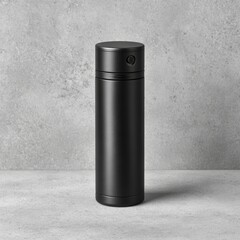 Black Spray Bottle On Gray Concrete Background