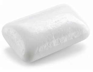 Isolated white chewing gum piece with soft, rectangular shape