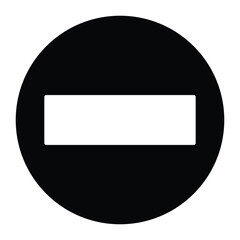 Do Not Enter Icon &ndash; Black Circle with Horizontal White Bar &ndash; High Quality Vectorial Stock Image