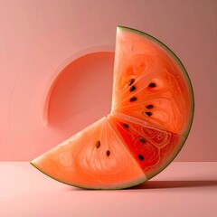 Watermelon slices against a pink backdrop, highlighting juicy textures