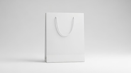 Blank white paper shopping bag with handles