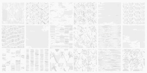 Abstract grid of linear patterns and textures in grayscale tones