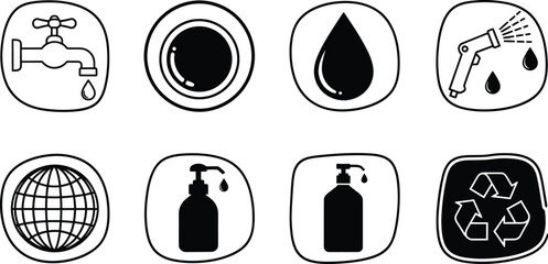 Environmental Conservation Icons Outline Vector Illustration