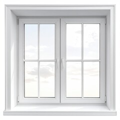 A bright white double-paned window looking out at a cloudy sky
