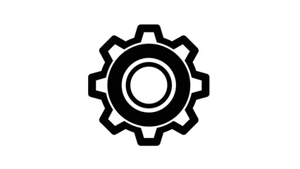 Mechanical Gear: A simplistic illustration of a mechanical gear, rendered in a striking monochrome, conveys the essence of industry, precision, and the intricate workings of technology.