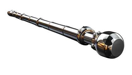 Shiny, curved metallic rod with rounded nodes; isolated on black, technical or mechanical isolated on solid white background3