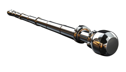 Shiny, curved metallic rod with rounded nodes; isolated on black, technical or mechanical isolated on solid white background3