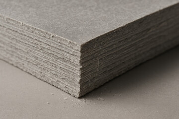 Layered Grey Fiber Cement Board Showing Detailed Texture And Rugged Edge Construction