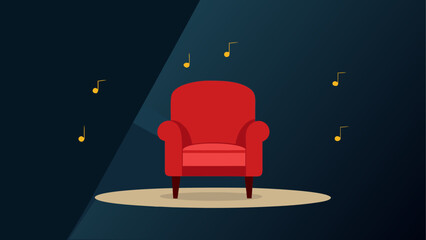 3d render of a red leather armchair furniture piece with a comfortable luxury design set against a blue sky background for interior home decor style