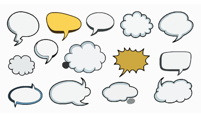 Cute colorful speech bubble doodle vector set for comics social media and messaging design © Boloram