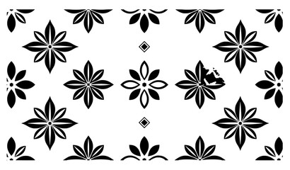 Obraz premium Black and white geometric flower seamless pattern vector for modern textile and wallpaper design