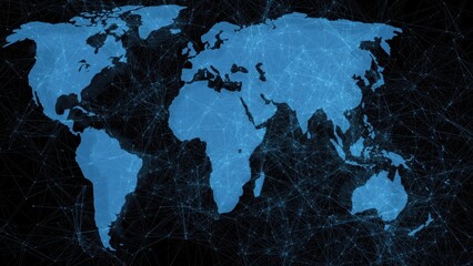 World map representing global network and digital connectivity