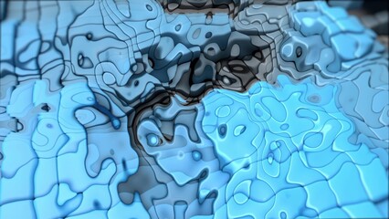 Abstract blue liquid relief transforming background texture