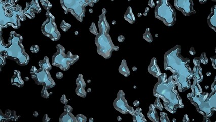 Liquid metal blobs on black background