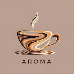 Stylized coffee cup with rising steam