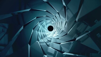 Abstract geometric shiny spiral tunnel vortex background