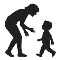  Mother communicating with child silhouette is ideal for nurturing vector visuals.