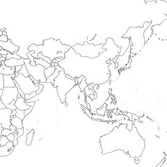 Outline map of asia and australia