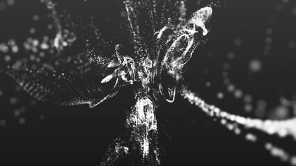 4K Abstract motion background animation shining particles form grid rows and glowing rain drops regular pattern loop - Powered by Adobe