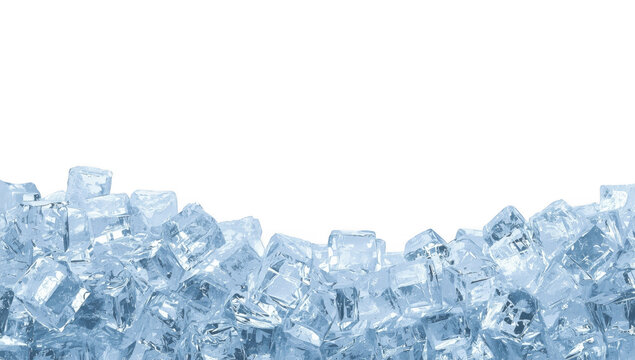 Clear Ice Cubes Pile Isolated 