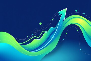 Generative AI depiction of dynamic upward trending data flows with vibrant colors and abstract