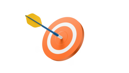 Yellow Arrow Hits Orange Target Center Bullseye Isolated On Black Background, Stock Media