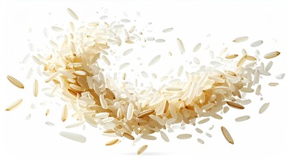 Beige-toned grains forming a swirling curve, isolated on white