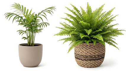 Obraz premium palm and fern plants isolated on white