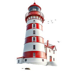 Red And White Striped Lighthouse Tower