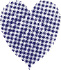 Vector art of blue halftone heart shape icon or symbol in pop art style