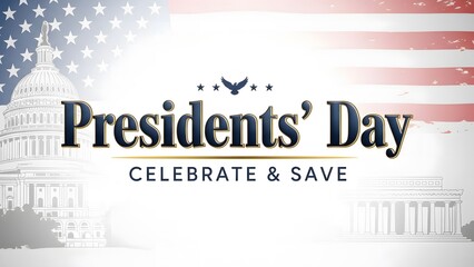Presidents day logo with american flag