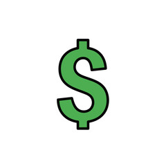 Obraz premium Green dollar sign currency symbol.