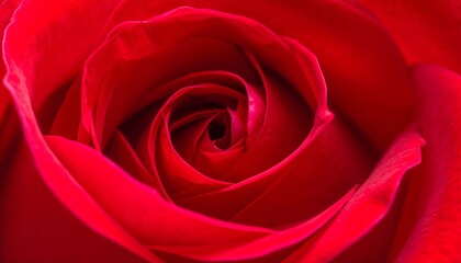 Close-up of a vibrant red rose in full bloom, showcasing its intricate petals and deep color.