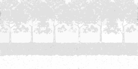 A minimalist grayscale illustration of a row of trees against a white background © Amrito