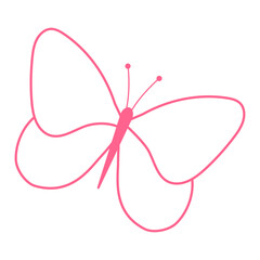 Fototapeta premium Pink Butterfly Outline Cute Front