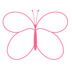 Fototapeta premium Pink Butterfly Outline Rounded Wings