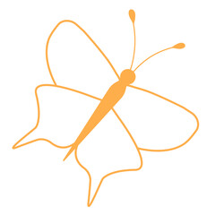 Orange Butterfly Outline Dynamic Flight