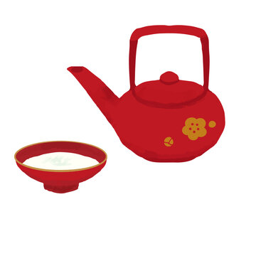 かわいいお屠蘇と盃のイラスト