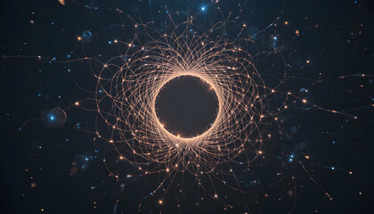 Stunning cosmic network with glowing orange lines and stars in space