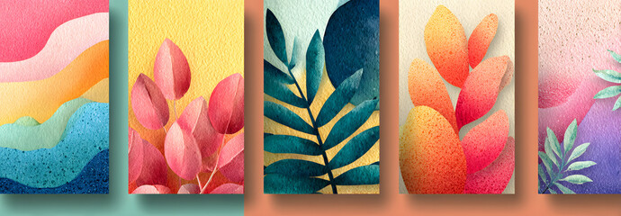 Collection of abstract background designs, summer sale, social media promotional content. Vector illustration