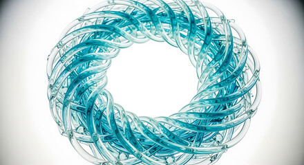 Abstract blue and clear glass tubes forming a circular pattern image
