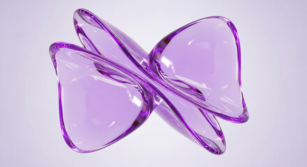 Abstract translucent purple glass object with flowing curves fluid