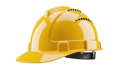 Yellow hard hat isolated PNG, construction worker safety helmet for building site and industrial protection on transparent background