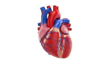 Realistic human heart model isolated PNG, detailed anatomical organ for medical study and educational resources on transparent background