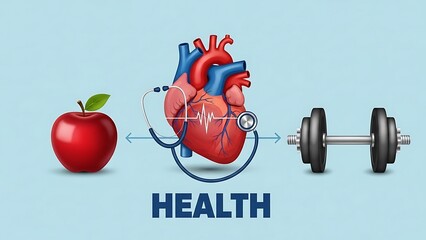 Healthy heart and lifestyle illustration