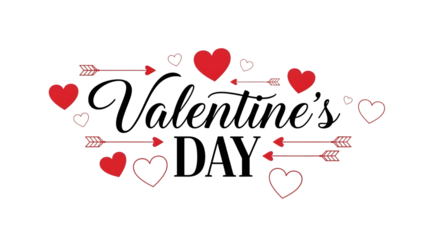 Valentine s day hearts and arrows isolated on transparent background