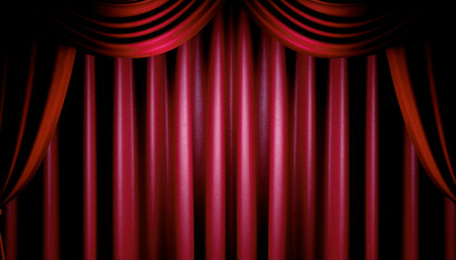 エレガントなベルベットの舞台ドレープ、劇場　舞台　カーテン　緞帳　幕　 Generative AI