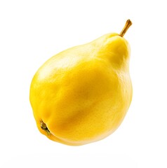 A fresh whole quince featuring a smooth golden-yellow skin and natural organic texture, presented with clean lighting that highlights its unique pear-like shape.