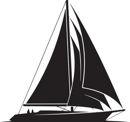 Black sailboat silhouette with full sails sailing ship © Abu