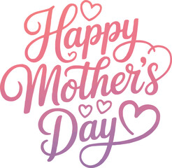 Happy Mother&rsquo;s Day Elegant Script Greeting Pink and Purple Gradient with Hearts